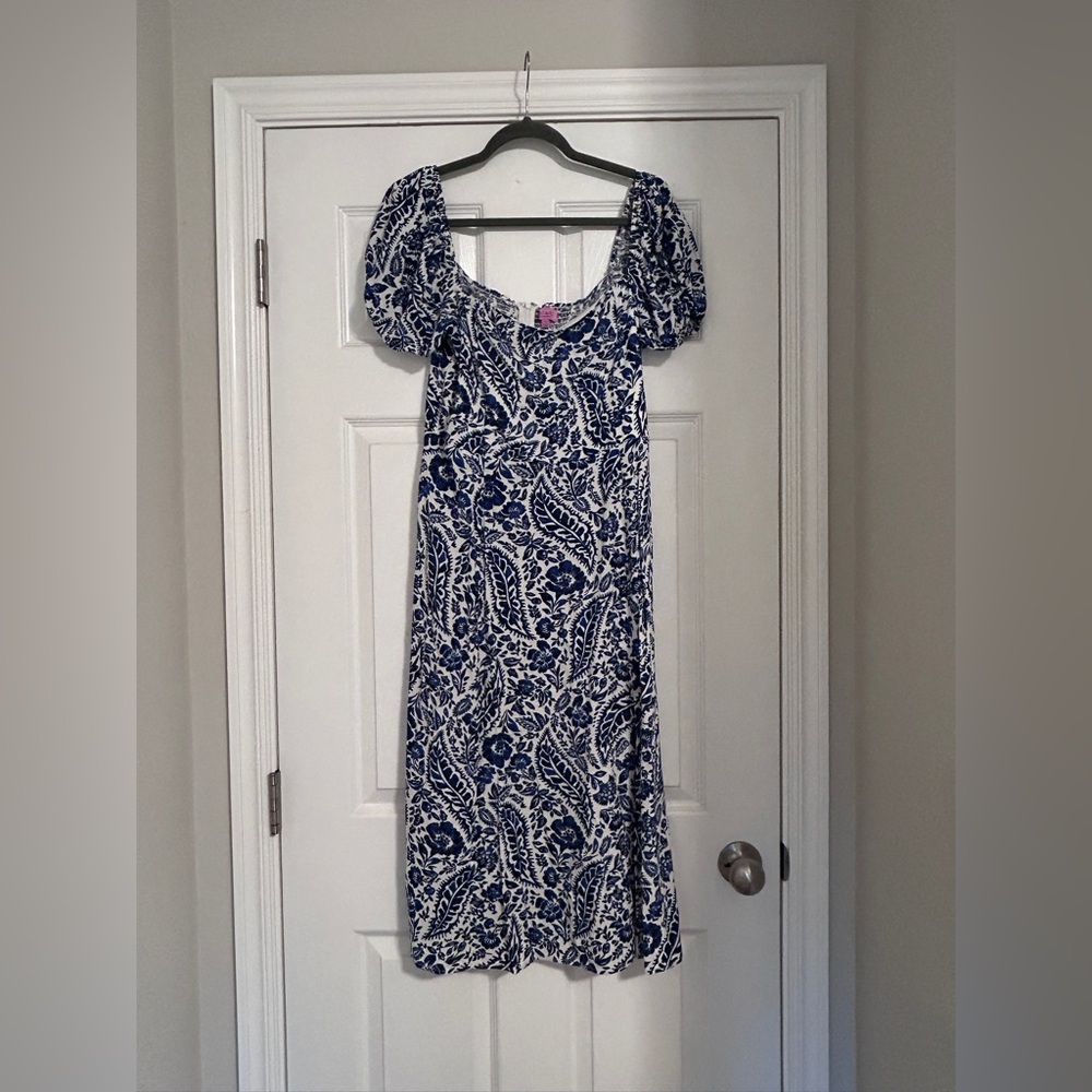 Miami Blue and White Floral Maxi Dress